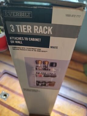 White 3-Tier Rack - Wall or Cabinet Mounted Storage For Spice Pantry